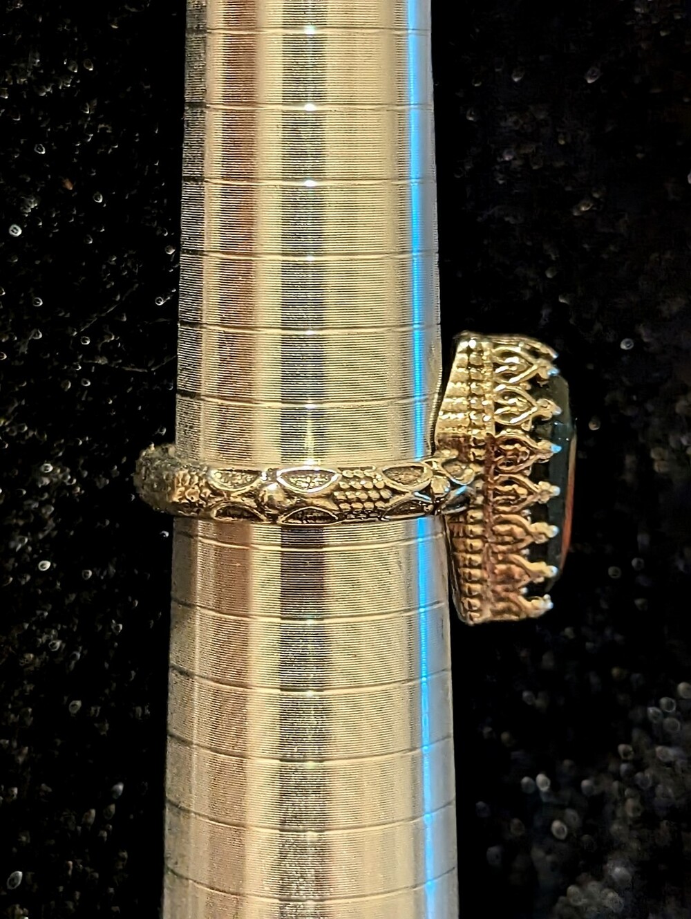 925 Sterling Silver Labradorite Coffin Ring with Blue Flash Size 10 - Picture 5 of 9